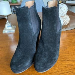 Black Suede Wedge Booties